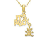 10K Yellow Gold ITS-A-BOY Teddy Bear Charm Pendant Necklace with Chain